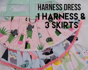 Interchangeable Dog Harness Dress // YOU PICK harness and skirts!  1 Harness & 3 Skirts. ANY pattern in my shop (Patterned Harness)
