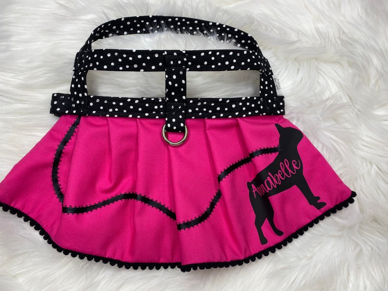 The Poodle Skirt // Dog Harness Dress, Halloween Dog Costume, dog costume, poodle skirt, Boston terrier, Boston harness,Boston terrier dress image 2