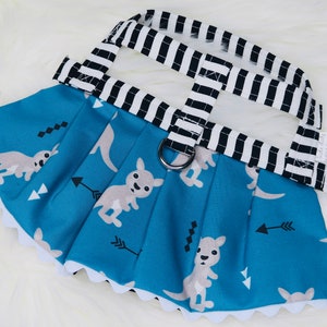 The Evie // Dog Harness Dress, Kangaroo dog dress, kangaroo dog collar, kangaroo dog leash, australia dog dress, aussie pet clothing