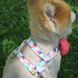 The Hudson // Dog Harness with removable Bowtie, coral dog harness, mint dog harness, abstract dog harness, peach dog harness, teal harness image 3