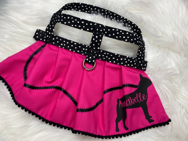 The Poodle Skirt // Dog Harness Dress, Halloween Dog Costume, dog costume, poodle skirt, Boston terrier, Boston harness,Boston terrier dress image 3