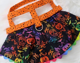 The Blair // Dog Harness Dress, dog costume, dog halloween, pumpkin dog harness, punkpin dog dress, halloween pet clothing, halloween dog