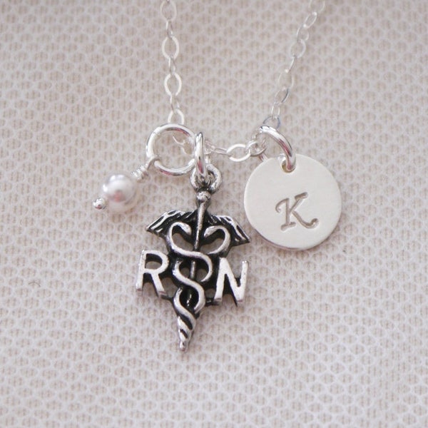 RN Necklace, Personalized RN Necklace, Registered Nurse Necklace, Registered Nurse Gift, RN Graduation Gift, Dainty, rn initial necklace