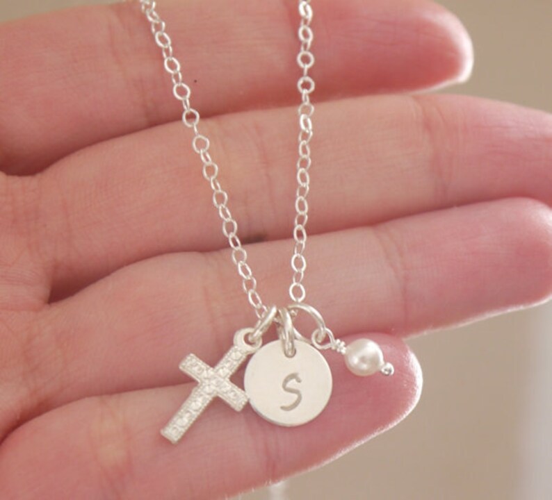 First Communion Necklace Personalized Cross Necklace image 2