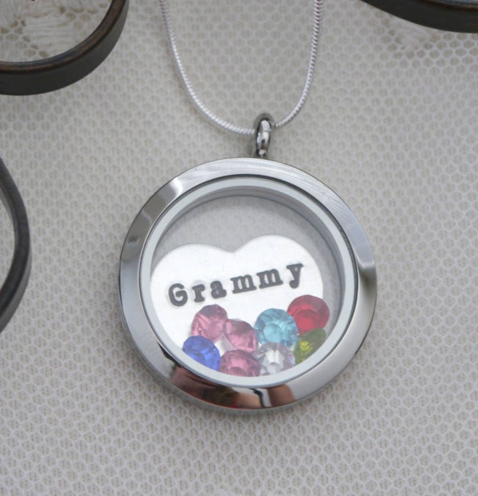 Nana Necklace Floating Charm Locket Grandchildren Etsy