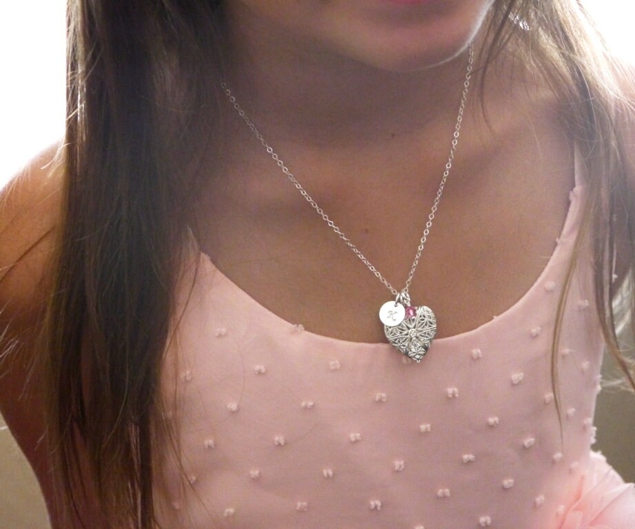 Girl Heart Necklace Personalized Necklace for Girls Heart Etsy