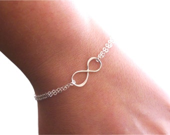 Sterling Silver Infinity Bracelet, Dainty, Simple, Minimalist, Infinity Gifts for Women, Timeless, Unending Connection, Forever Love
