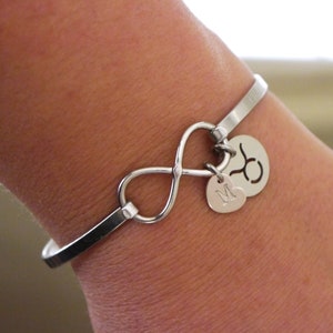 Taurus Bracelet, Taurus Gifts for Women, Taurus Infinity Bangle, Zodiac Gifts, Taurus Jewelry, Taurus Bracelet with Initial Heart, Custom image 2