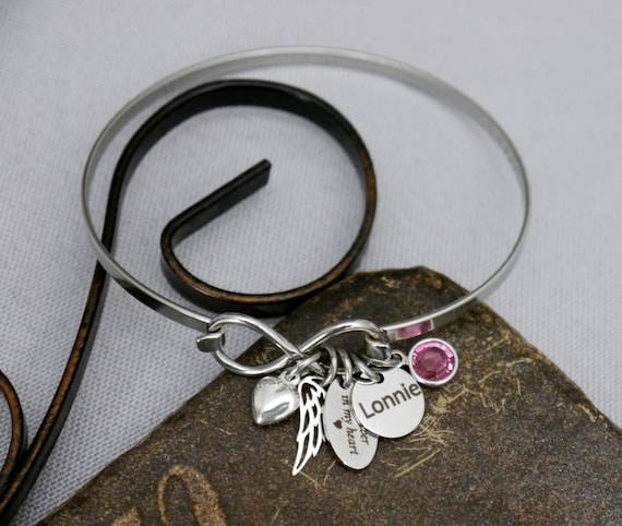 Angel Wing Bracelet, Personalized, Birthstone Bracelet, Name