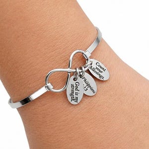 Personalized Affirmations Bracelet - Faith - Hope Gifts - Count your Blessings - Uplifting Messages Jewelry - Custom - Bible Verse Bracelet image 1