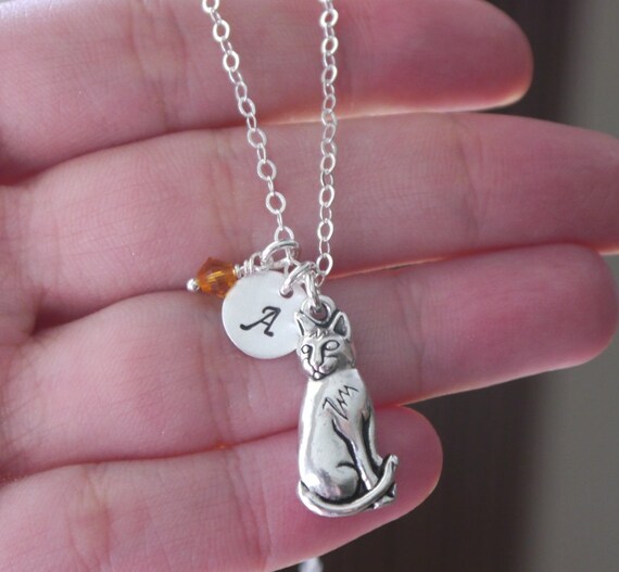 Cat Necklace Personalized Cat Necklace Dainty Cat Necklace Etsy