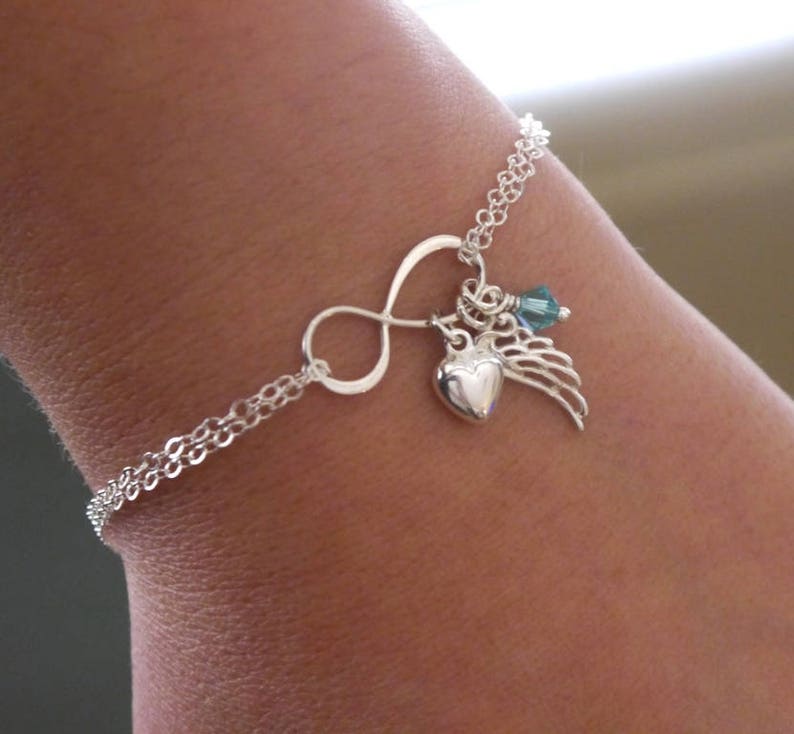 Sterling Silver Angel Wing Bracelet Angel Wing Infinity Etsy