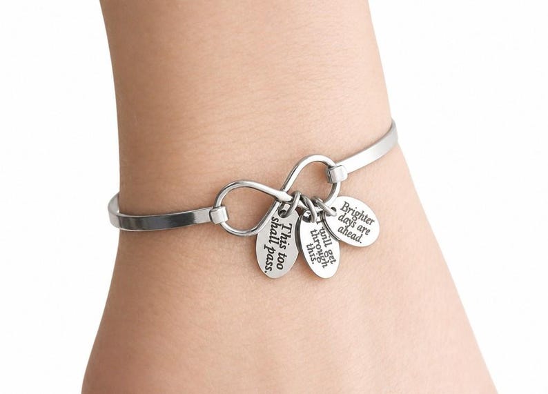 Personalized Affirmations Bracelet - Faith - Hope Gifts - Count your Blessings - Uplifting Messages Jewelry - Custom - Bible Verse Bracelet image 2