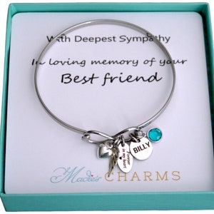 Loss of Best Friend Memorial Gift, Loss of Best Friend Gift, Sympathy Gift, BFF Memorial Bracelet, Personalized, Name, Birthstone, Custom