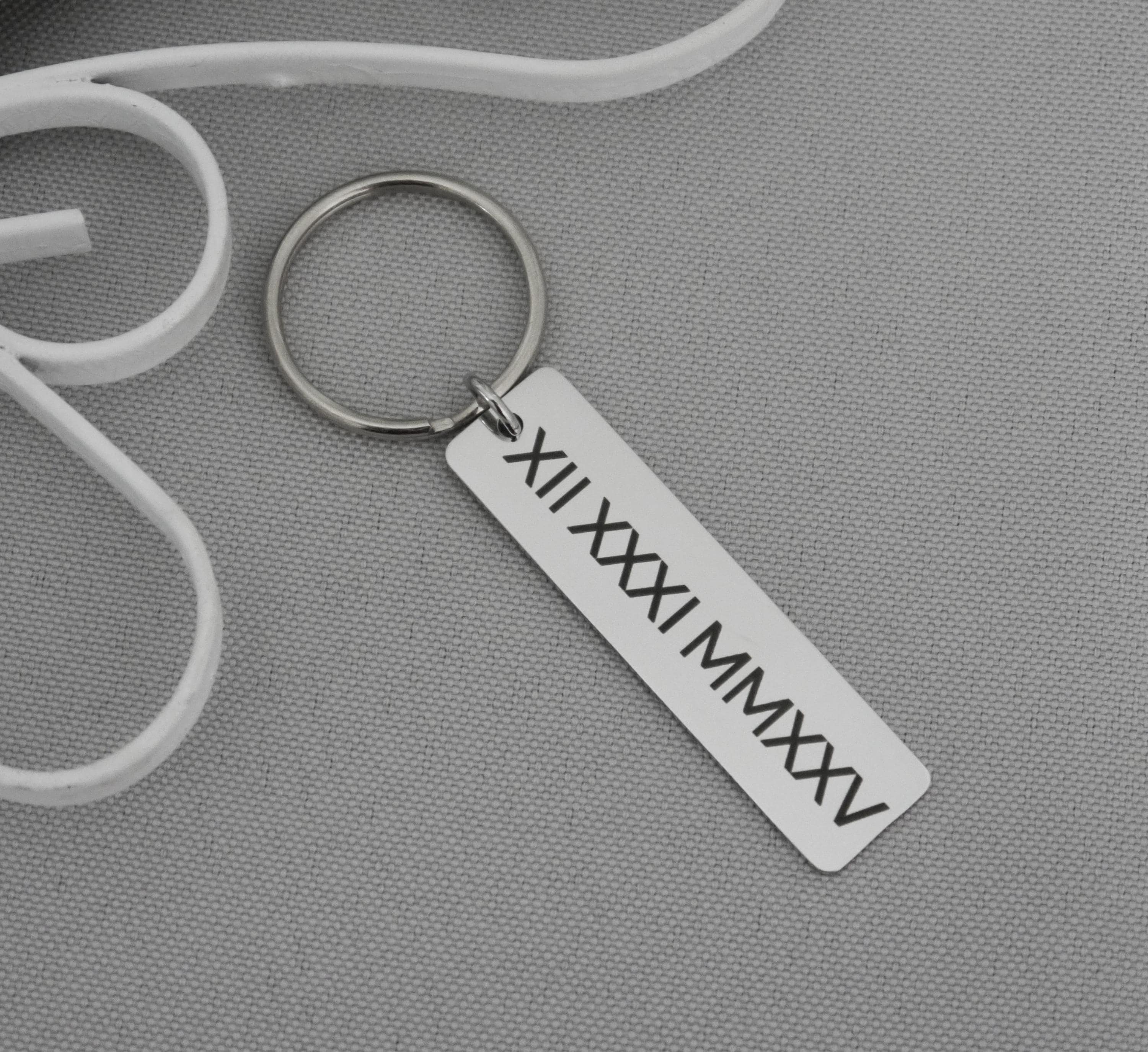 Roman Numerals Keychain, Personalized Stainless Steel Bar Keyring ...