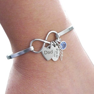 Dad Memorial Bracelet, Dad Sympathy Gift, Dad Loss Gift, Personalized, With me always, Remembrance Gifts, Angel Wing Bracelet, Custom Name