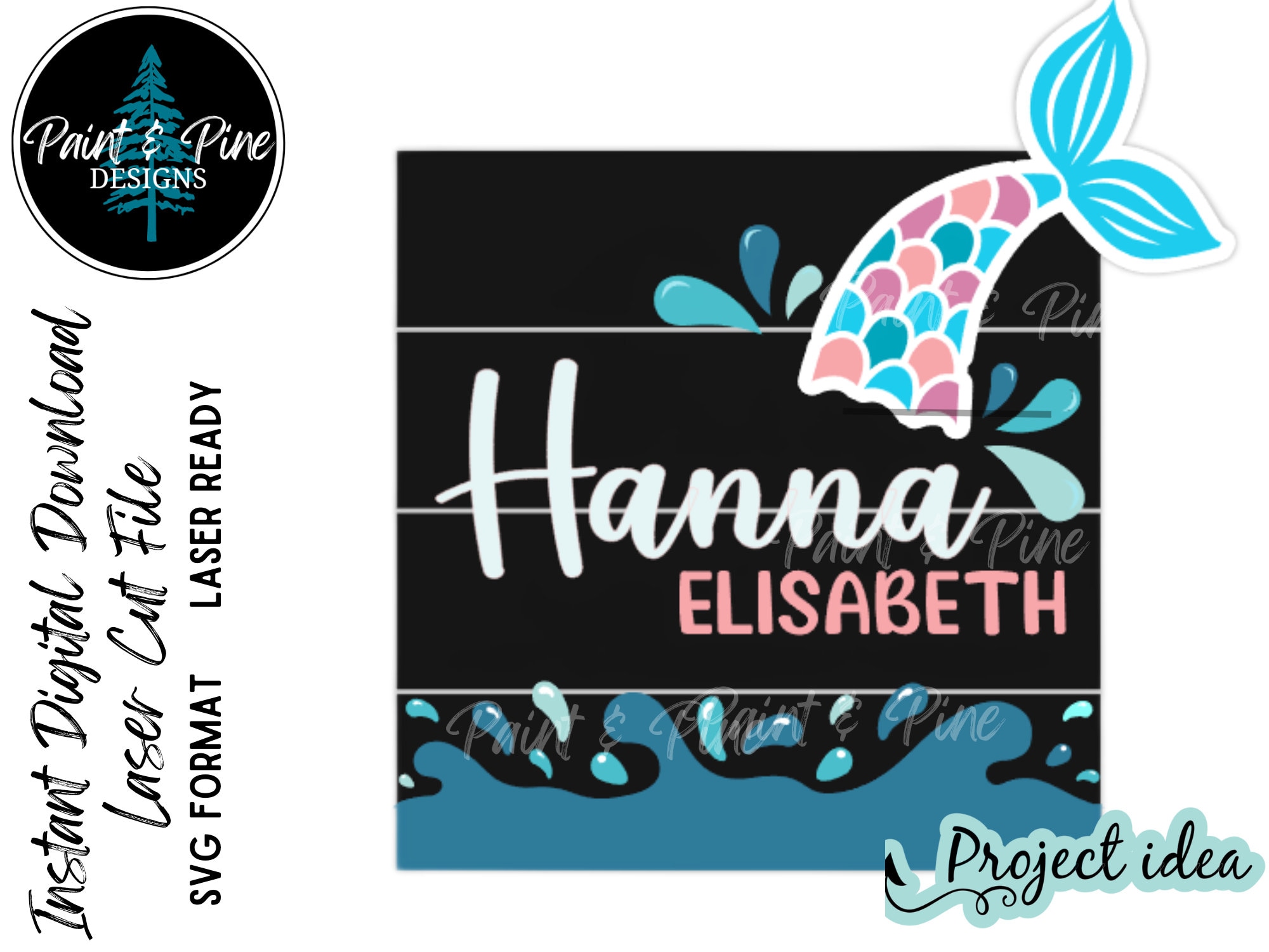 Mermaid Square Sign SVG Instant Digital Download Laser Cut File Door ...
