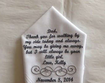 Personalized Father of the Bride wedding Handkerchief gift from bride to her father