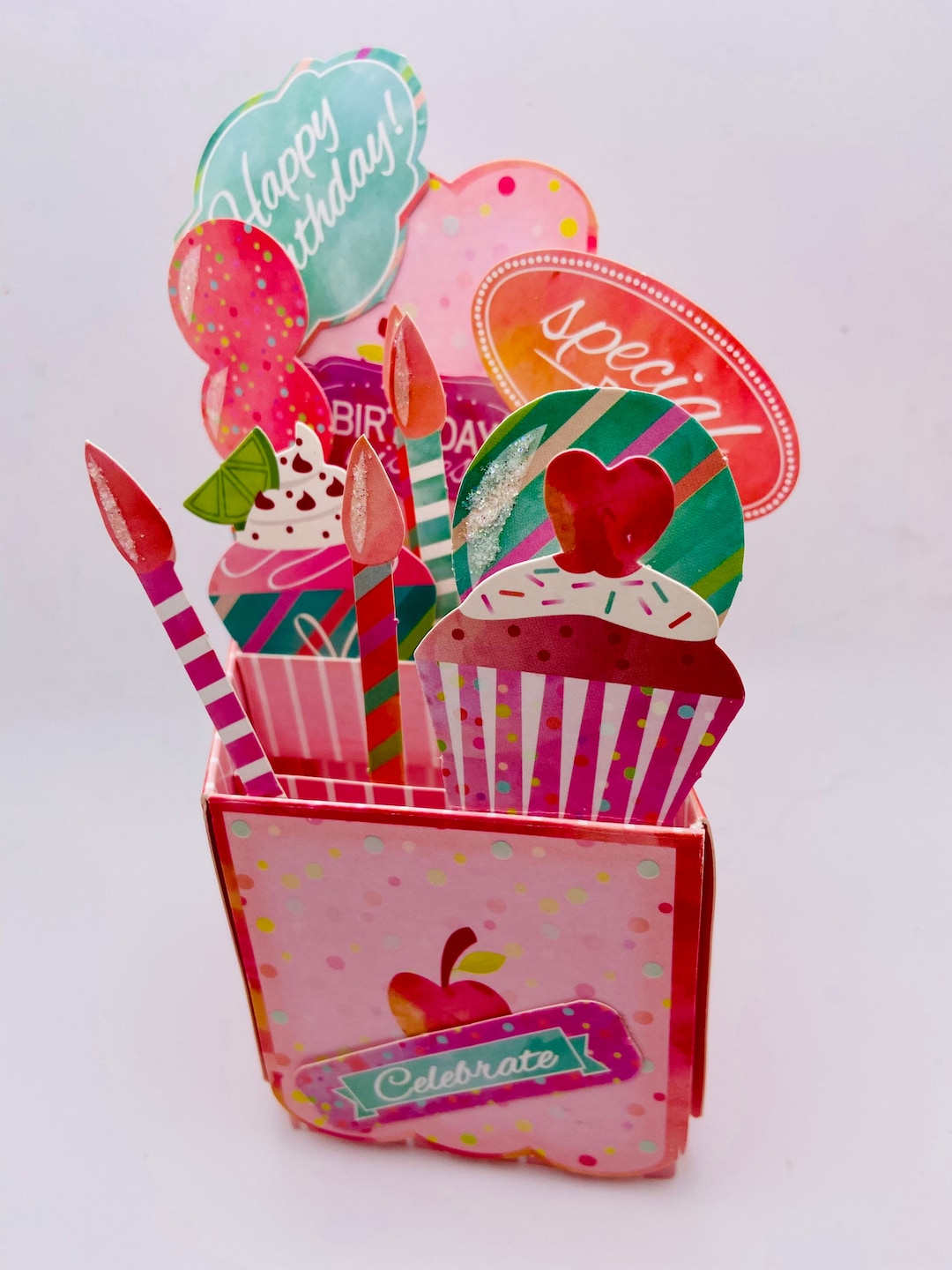 Happy Birthday Friend Cupcake Pop up Card - Etsy