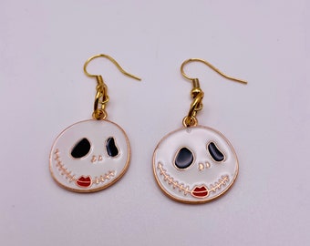 White Jack  Head  Halloween  Earrings