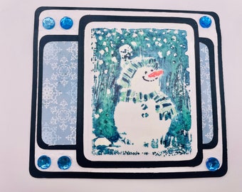 Blue  Snowmen Christmas Cards Lg