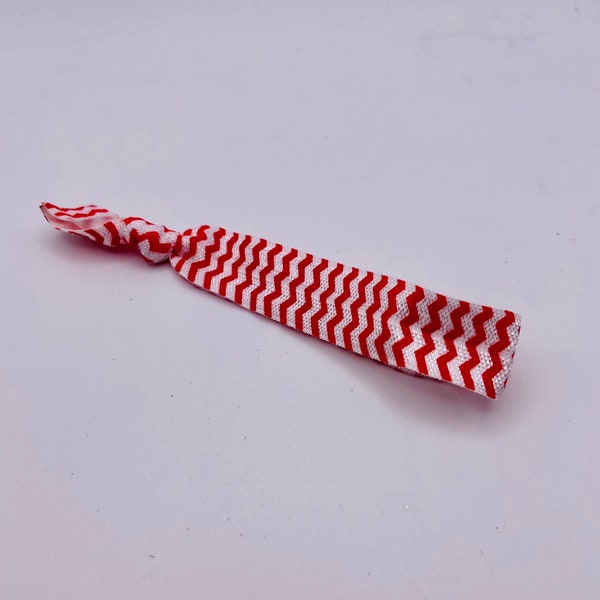 Red and White Chevron Christmas Ponytail Hair Ties