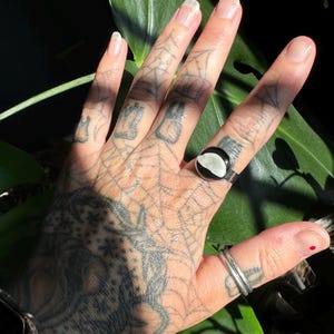 Raccoon Vertebra Disk Stainless Steel Adjustable Ring.
