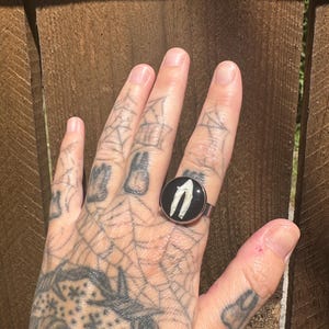 Opossum Tooth Stainless Steel Adjustable Ring. *DISCOUNTED*