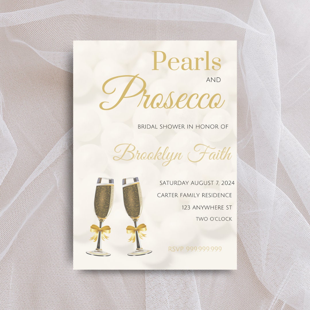 Pearls and Prosecco Bridal Shower Digital Invitation INSTANT Etsy