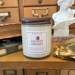 Ancient Library | Book Inspired Candle | Bookworm Gift | Reader Gifts | 8 oz soy candle