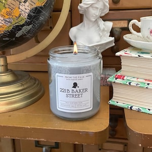 221B Baker Street | Sherlock Candle | Book Inspired Candle | Bookworm Gift | 8 oz soy candle