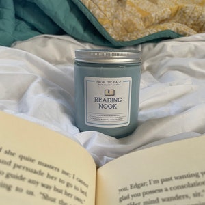 Reading Nook Book Inspired Candle Bookworm Gift 8 oz soy candle image 2