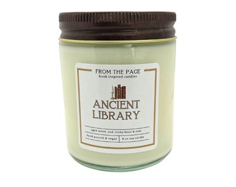 Ancient Library | Book Inspired Candle | Bookworm Gift | 8 oz soy candle