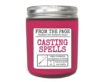 Casting Spells | Book Inspired Candle | Bookworm Gift | 8 oz soy candle