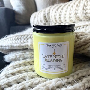 Late Night Reading | Book Inspired Candle | Bookworm Gift | Literary Gift | 8 oz soy candle