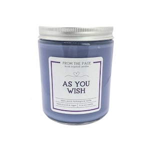 As You Wish Book Inspired Candle Bookworm Gift 8 oz soy candle image 1