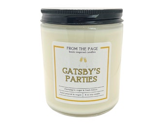 Gatsby's Parties | Book Inspired Candle | The Great Gatsby | Bookworm Gift | 8 oz soy candle
