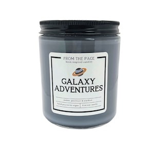 Galaxy Adventures | Book Inspired Candle | Bookworm Gift | Sci-fi & outer space | 8 oz soy candle