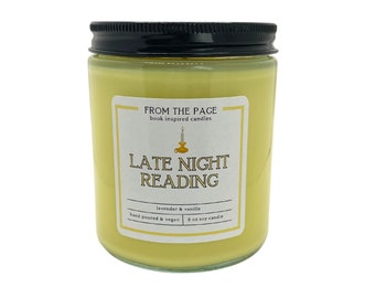 Late Night Reading | Book Inspired Candle | Bookworm Gift | 8 oz soy candle