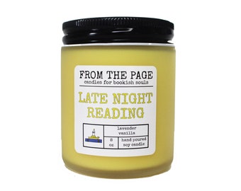 Late Night Reading | Book Inspired Candle | Bookworm Gift | 8 oz soy candle