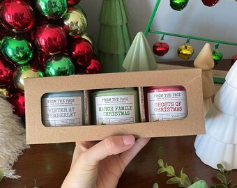 Holiday Mini Candle Box | A Novel Christmas | Book candles | Stocking stuffer | Holiday gift