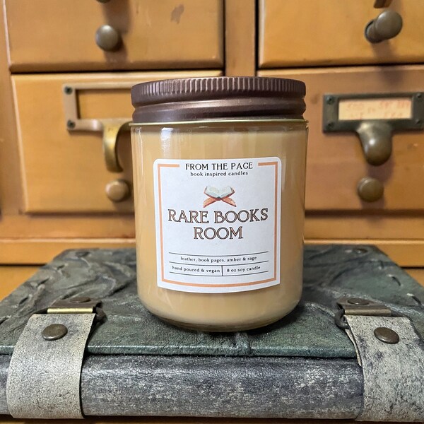 Rare Books Room | Book Inspired Candle | Bookworm Gift | Reader Gift | 8 oz soy candle