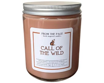 Call of the Wild Book Candle | Spruce, Eucalyptus & Rosemary Scented, 8 oz Soy Candle