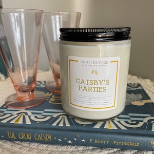 Gatsby's Parties | Book Inspired Candle | The Great Gatsby | Bookworm Gift | 8 oz soy candle