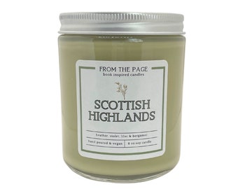 Scottish Highlands | Book Inspired Candle | Bookworm Gift | 8 oz soy candle