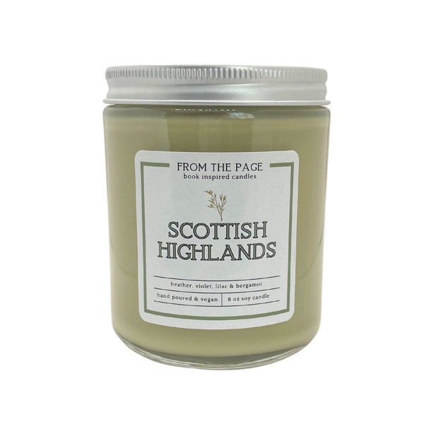 Scottish Highlands | Book Inspired Candle | Bookworm Gift | 8 oz soy candle