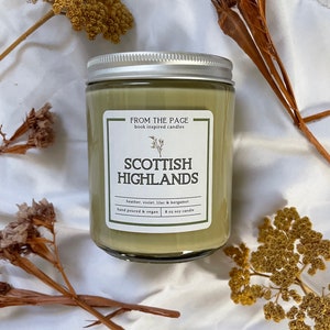 Scottish Highlands | Book Inspired Candle | Bookworm Gift | Literary Gifts | 8 oz soy candle