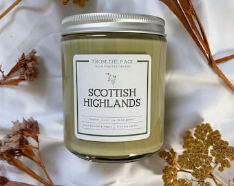 Scottish Highlands | Book Inspired Candle | Bookworm Gift | Literary Gifts | 8 oz soy candle