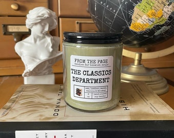 The Classics Department | Book Inspired Candle | Bookworm Gift | Candle of the month | 8 oz soy candle