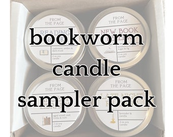 Bookworm Sampler Pack | 4 mini book inspired candles | Reader Gift | Bookish Candles